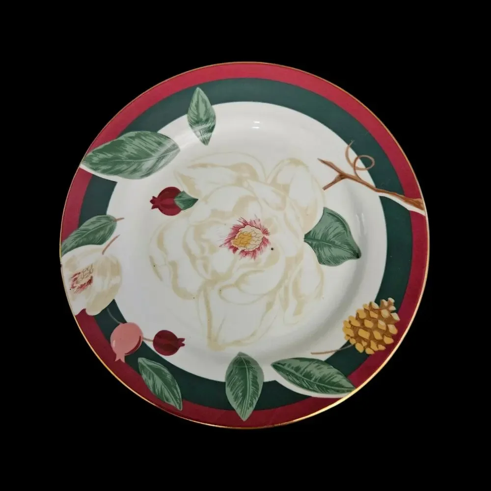 Tienshan Magnolia Salad Plates Set of 4 Fine China Floral 8 Inch Dinnerware